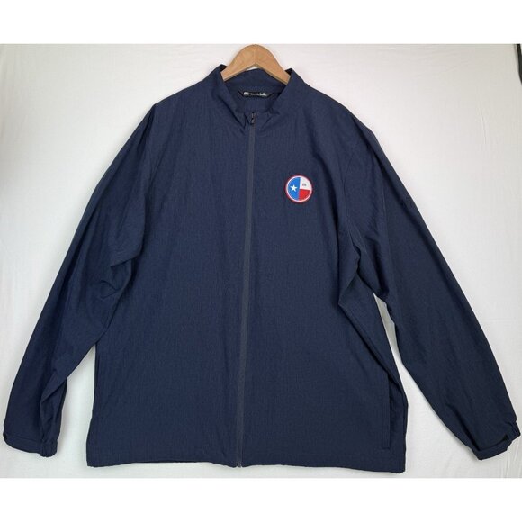 TRAVIS MATHEW Texas Patch Mens Full Zip Jacket Lightweight Heathered Blue Sz XXL - Picture 1 of 15